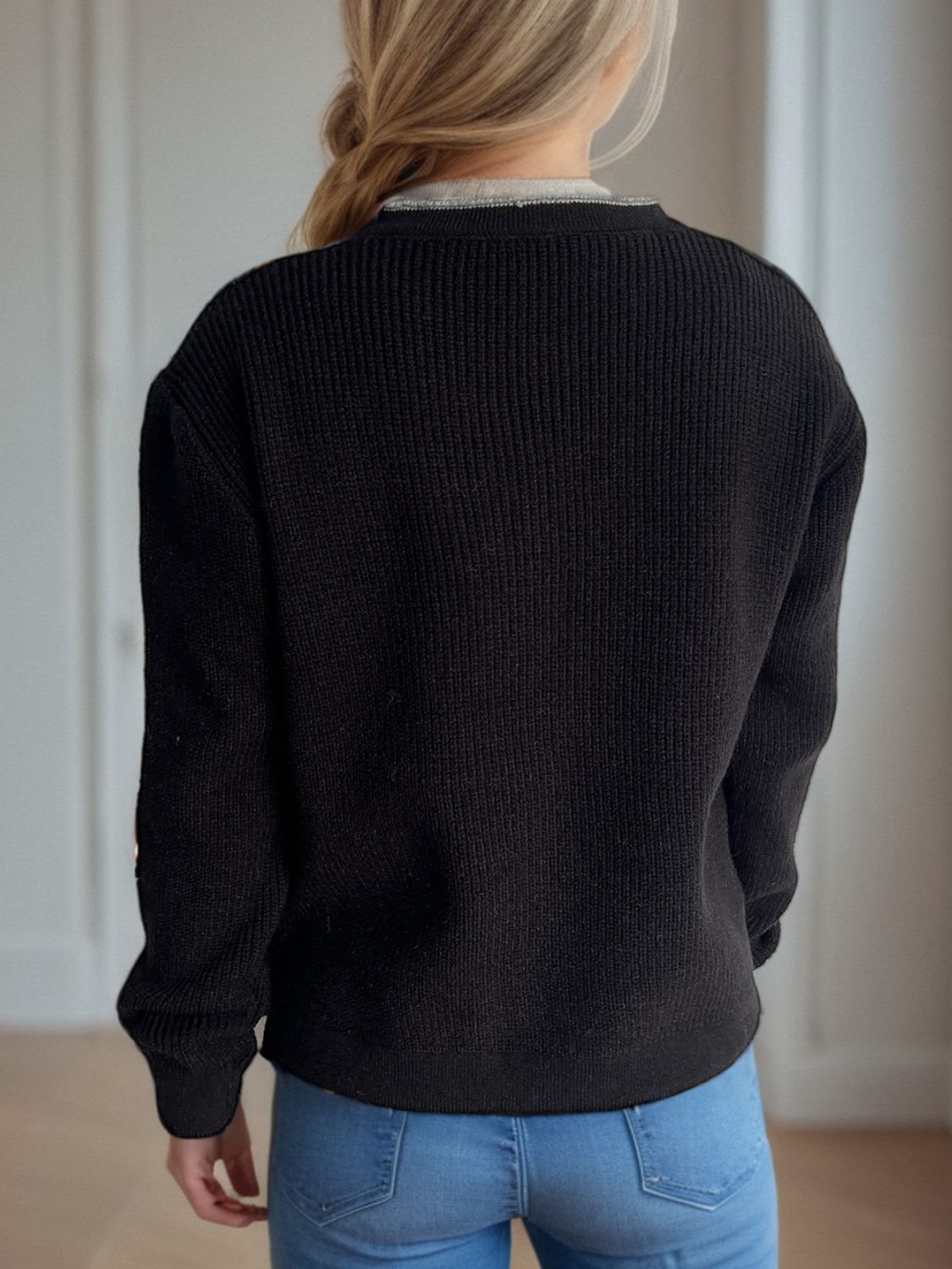 Contrast Button Down Long Sleeve Cardigan-Angel Casuals