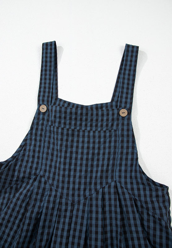 Plaid Wide Strap Wide Leg Overalls-Angel Casuals