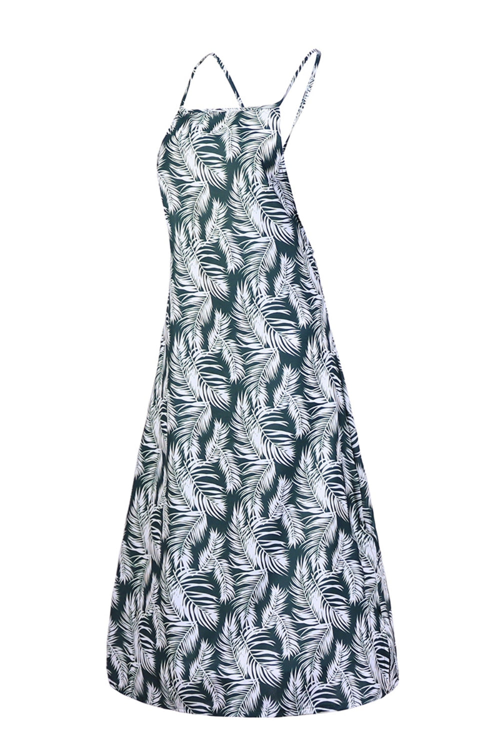 Slit Crisscross Printed Sleeveless Cami Dress-Angel Casuals