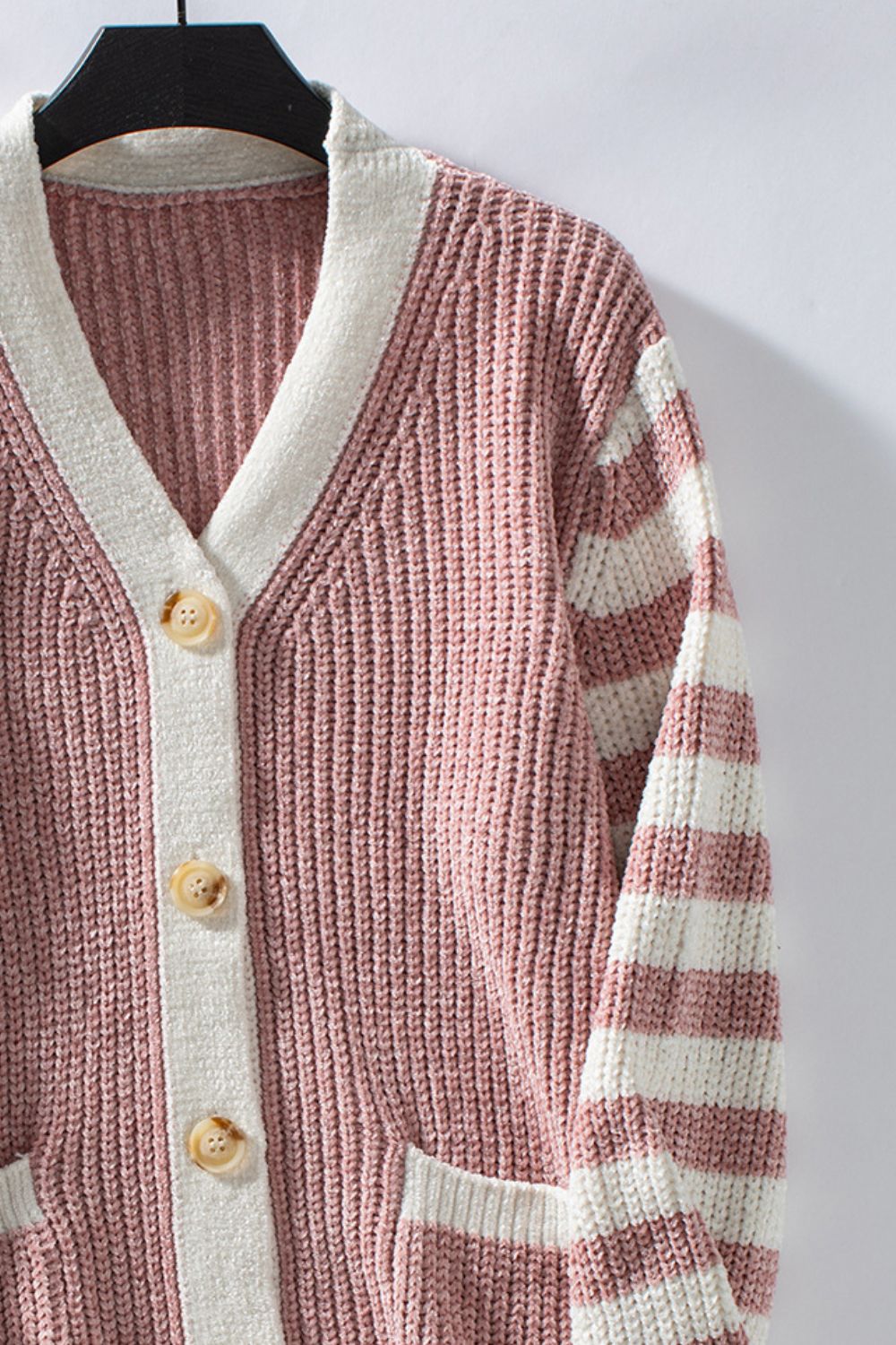 Striped Button Up Long Sleeve Cardigan-Angel Casuals