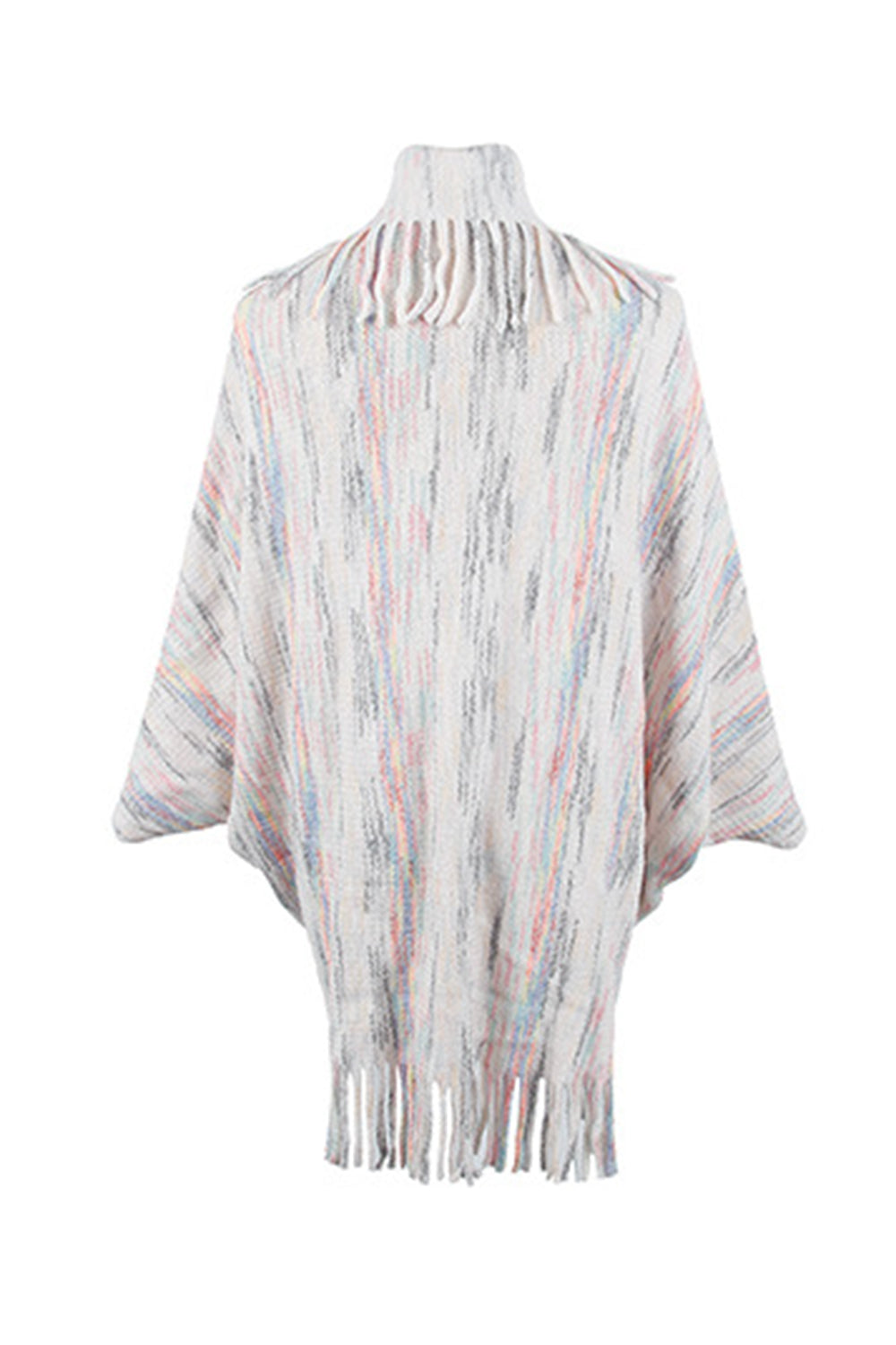 Fringe Detail Printed Poncho-Angel Casuals