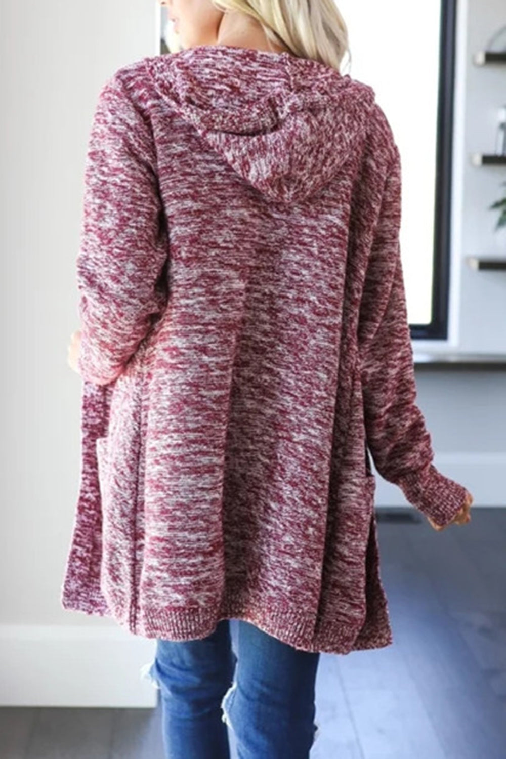 Heathered Open Front Cardigan with Pockets-Angel Casuals