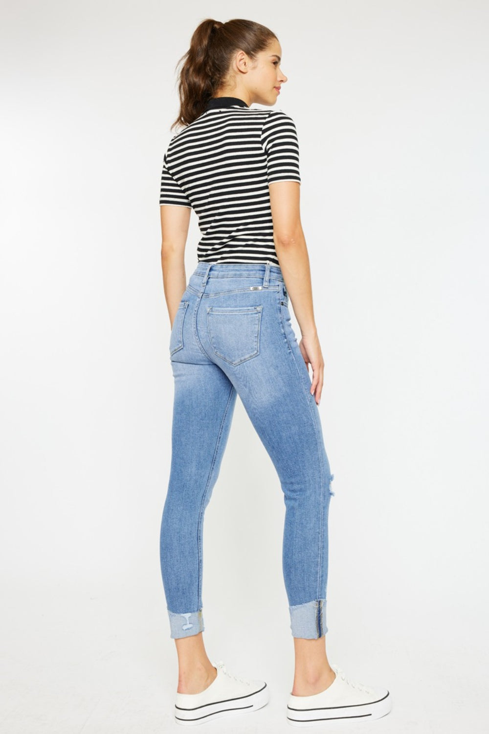 Kancan Distressed Cat's Whiskers Button Fly Jeans-Angel Casuals