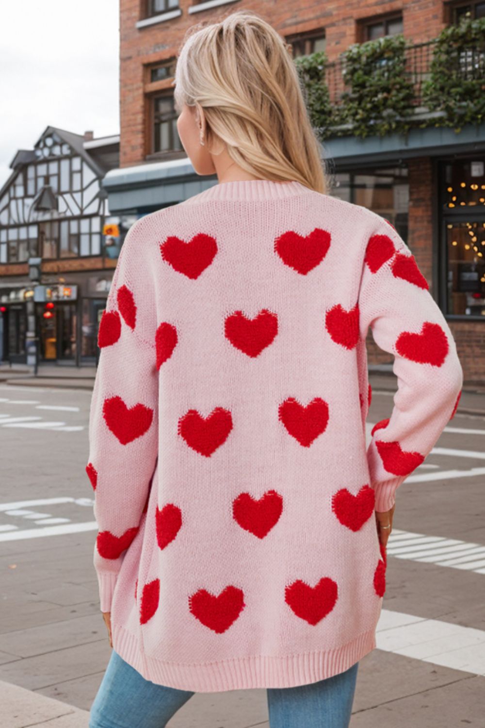 Heart Button Down Long Sleeve Cardigan-Angel Casuals