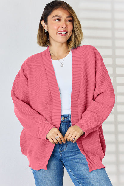 Open Front Dropped Shoulder Cardigan-Angel Casuals