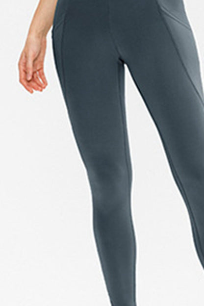 Slim Fit Long Active Leggings with Pockets-Angel Casuals