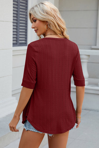 Eyelet Half Sleeve T-Shirt-Angel Casuals
