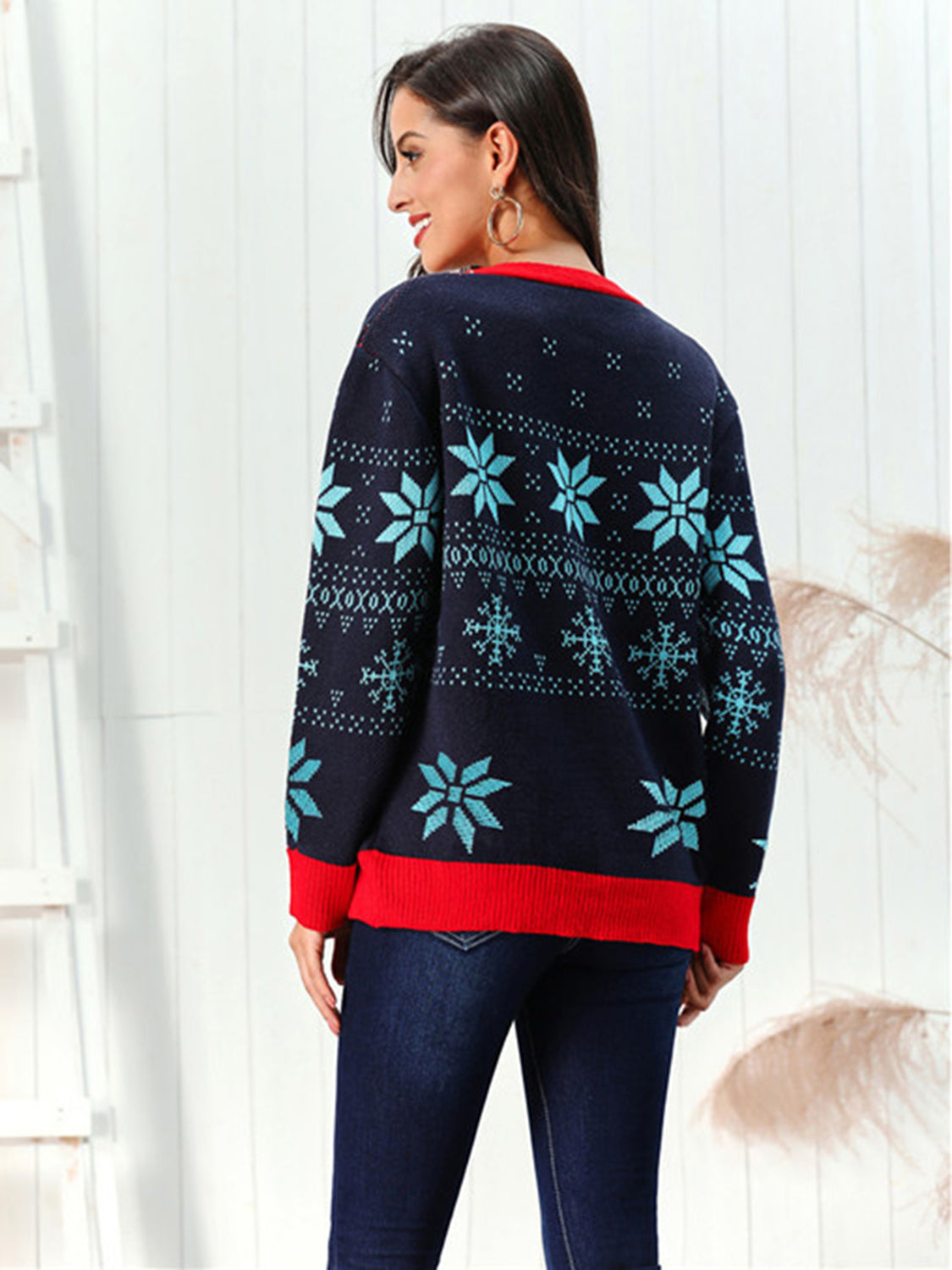 Snowflake Pattern Button Down Cardigan-Angel Casuals