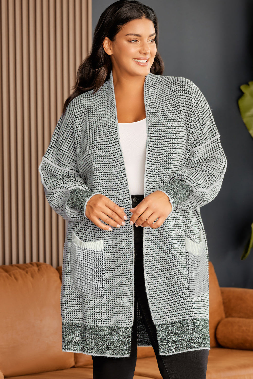 Plus Size Open Front Longline Cardigan-Angel Casuals