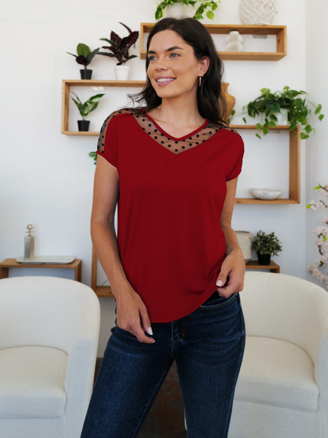 FAM-FAM V-Neck Short Sleeve T-Shirt-Angel Casuals