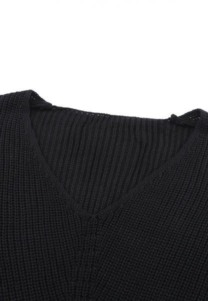 V-Neck Drop Shoulder Sweater-Angel Casuals