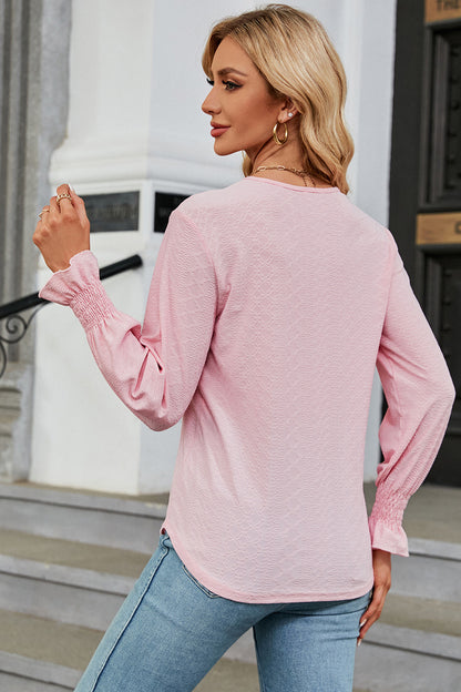 V-Neck Flounce Sleeve T-Shirt-Angel Casuals