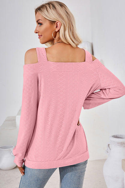 Cutout Square Neck Cold Shoulder T-Shirt-Angel Casuals