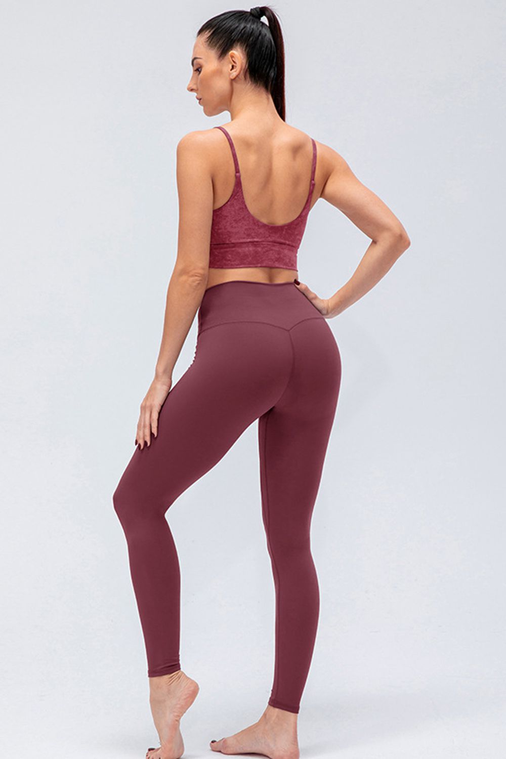 Wide Waistband Slim Fit Active Leggings-Angel Casuals