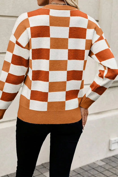 Color Block Round Neck Sweater-Angel Casuals