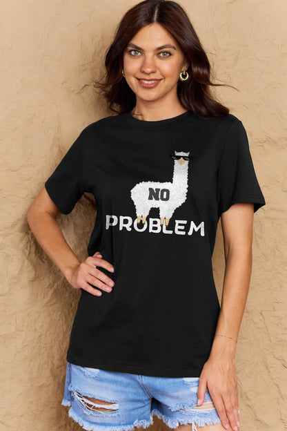 Simply Love Full Size NO PROBLEM Graphic Cotton Tee-Angel Casuals