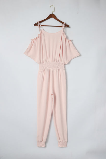 Frill Surplice Cold Shoulder Jumpsuit-Angel Casuals