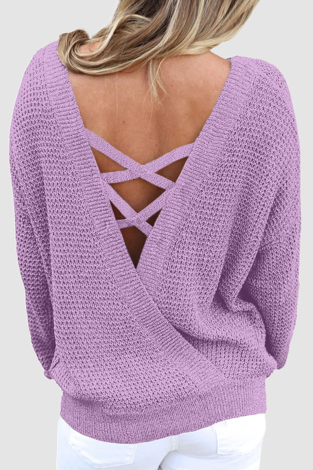 Crisscross Back Boat Neck Sweater-Angel Casuals