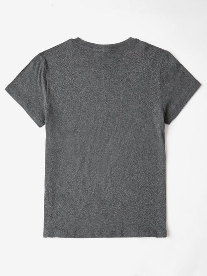 Letter Graphic Round Neck Short Sleeve T-Shirt-Angel Casuals