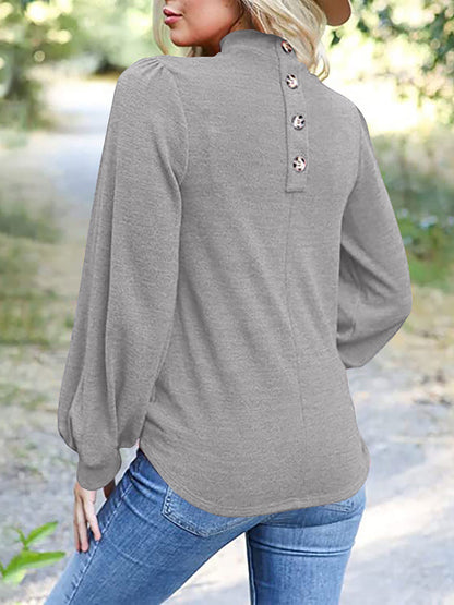 Full Size Mock Neck Long Sleeve T-Shirt-Angel Casuals