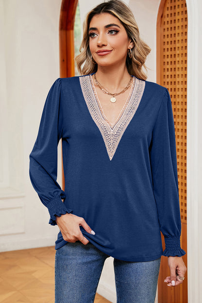 V-Neck Long Sleeve T-Shirt-Angel Casuals