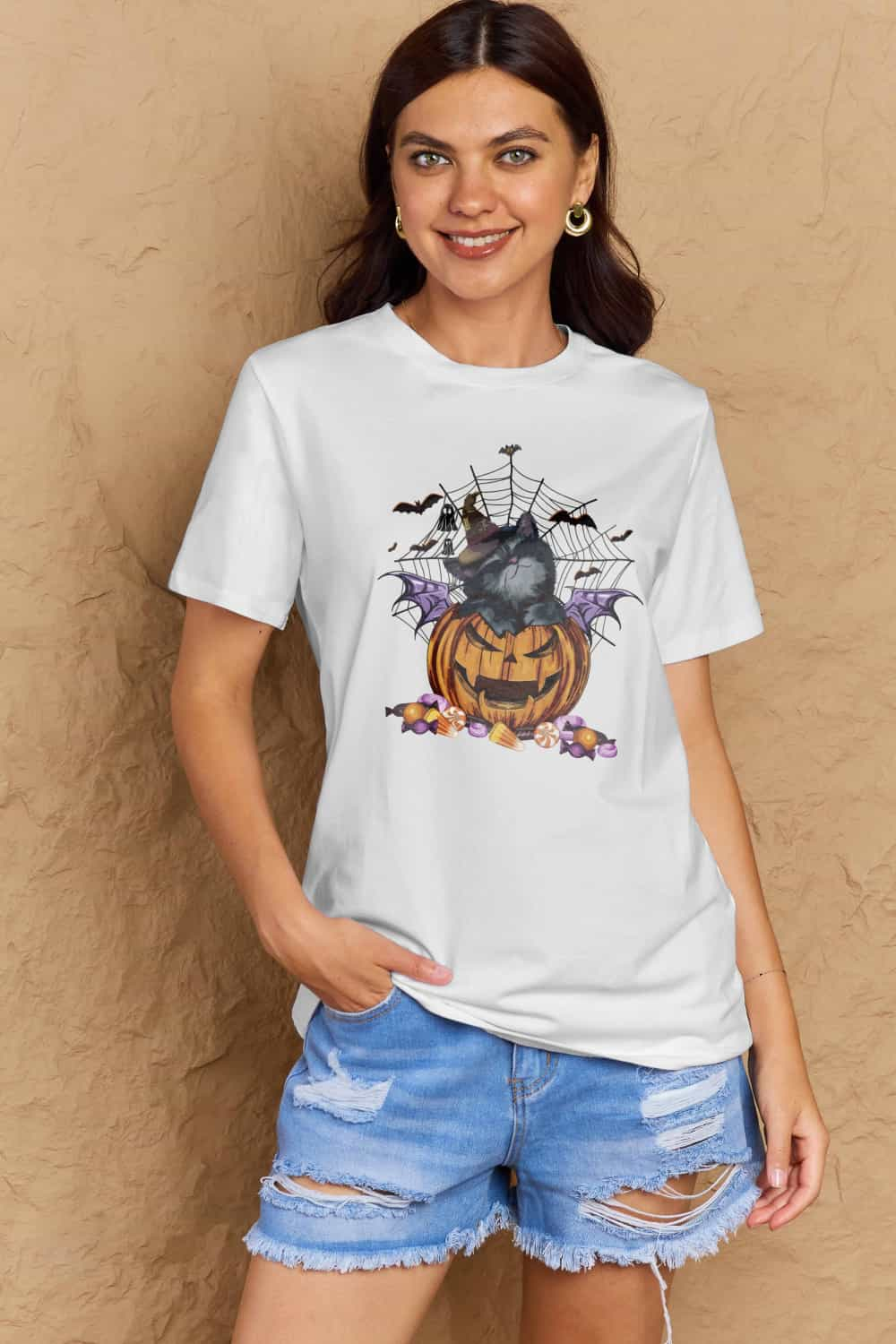 Simply Love Full Size Jack-O'-Lantern Graphic T-Shirt-Angel Casuals