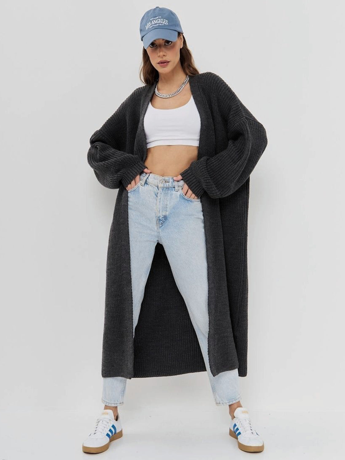 Open Front Long Sleeve Longline Cardigan-Angel Casuals
