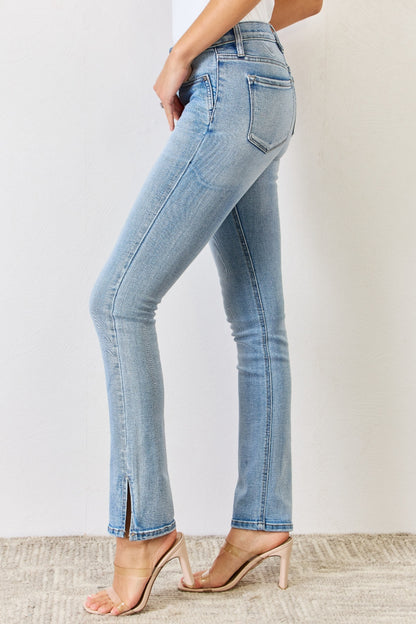 Kancan Full Size Mid Rise Y2K Slit Bootcut Jeans-Angel Casuals