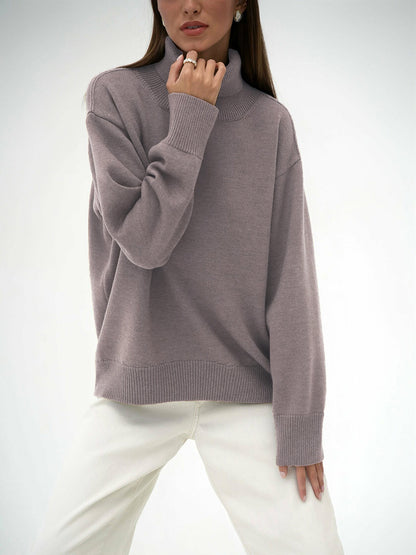 Turtleneck Long Sleeve Sweater-Angel Casuals