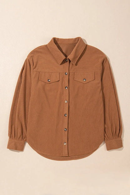 Decorative Pocket Flap Button Up Jacket-Angel Casuals
