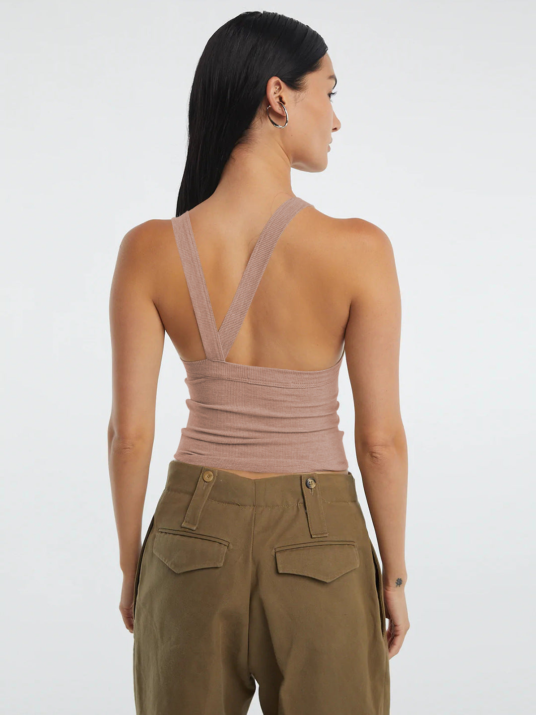 Halter Neck Ribbed Cropped Top-Angel Casuals