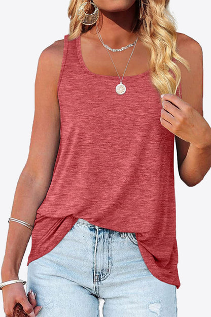 Curved Hem Square Neck Tank-Angel Casuals