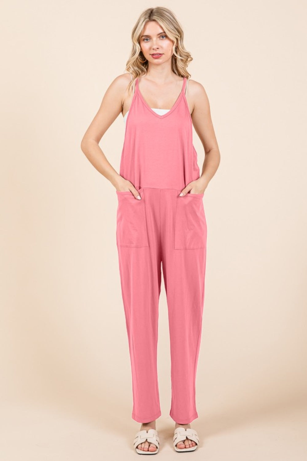 Culture Code Full Size Sleeveless Jumpsuit with Pockets-Angel Casuals