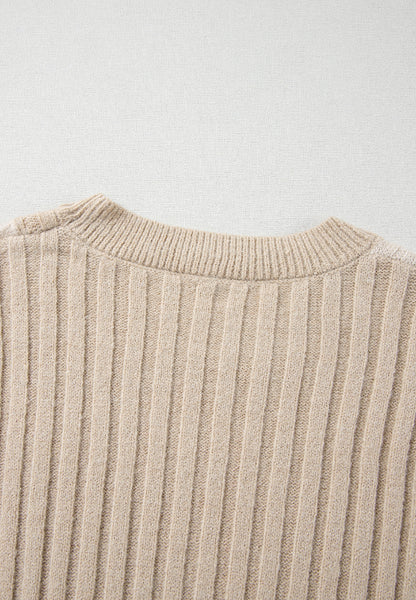 Cable-Knit Color Block Round Neck Sweater-Angel Casuals