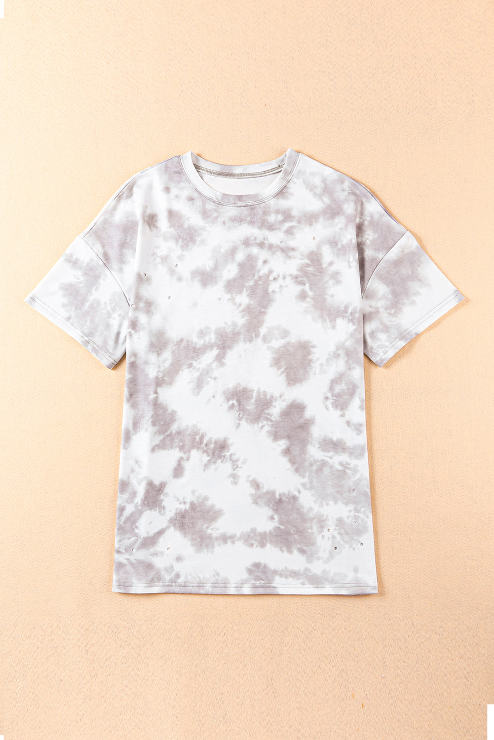 Tie-Dye Round Neck Short Sleeve Tunic Tee-Angel Casuals