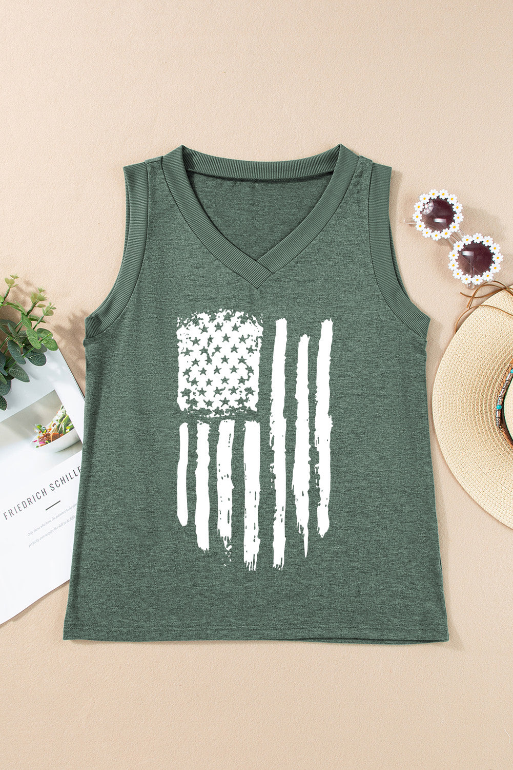 US Flag V-Neck Tank-Angel Casuals