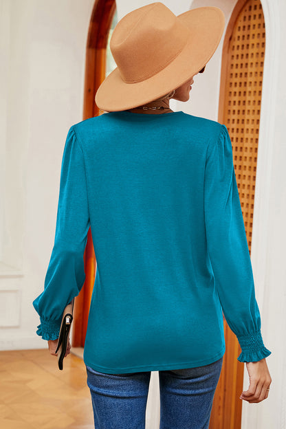 V-Neck Long Sleeve T-Shirt-Angel Casuals