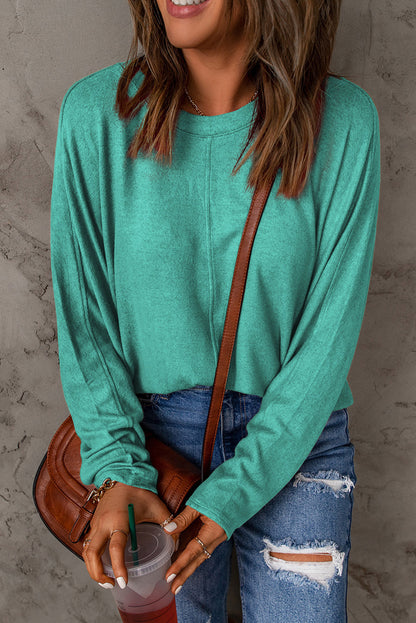 Seam Detail Round Neck Long Sleeve Top-Angel Casuals