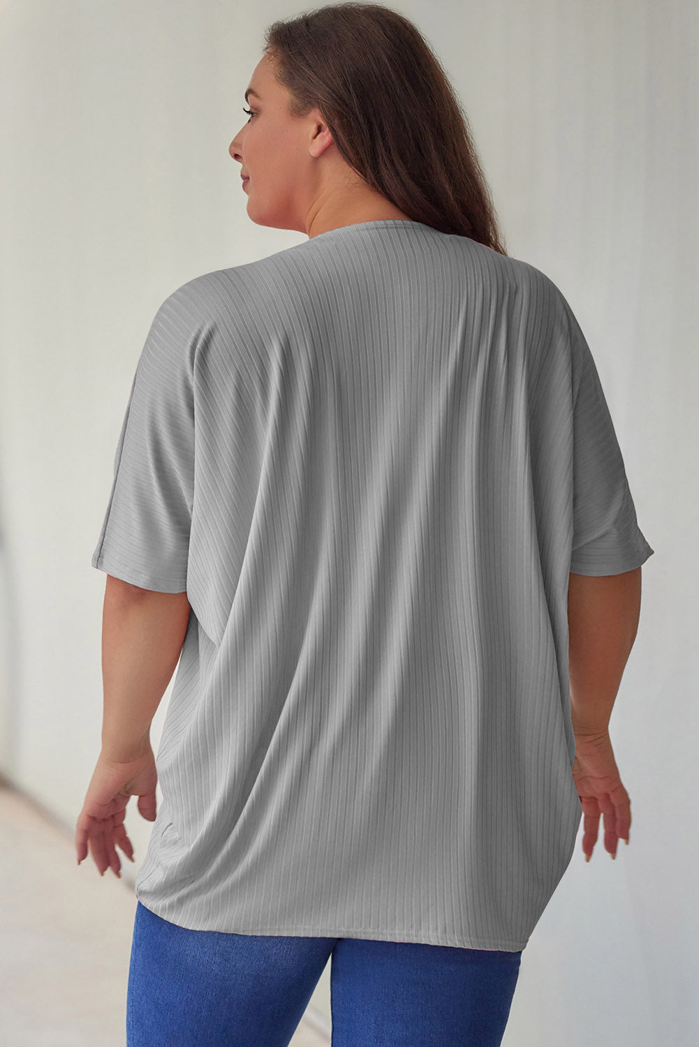 Plus Size Ribbed Cocoon Cover Up-Angel Casuals