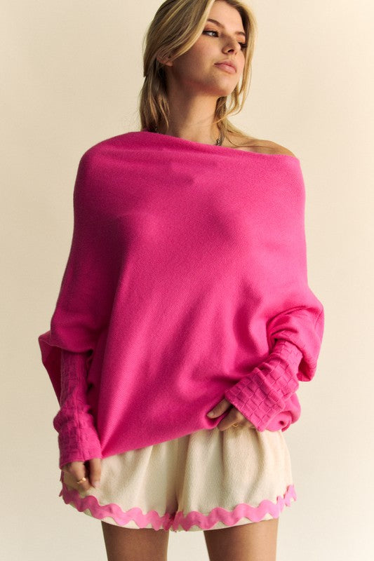 Davi & Dani Solid Color Batwing Sleeve Sweater-Angel Casuals