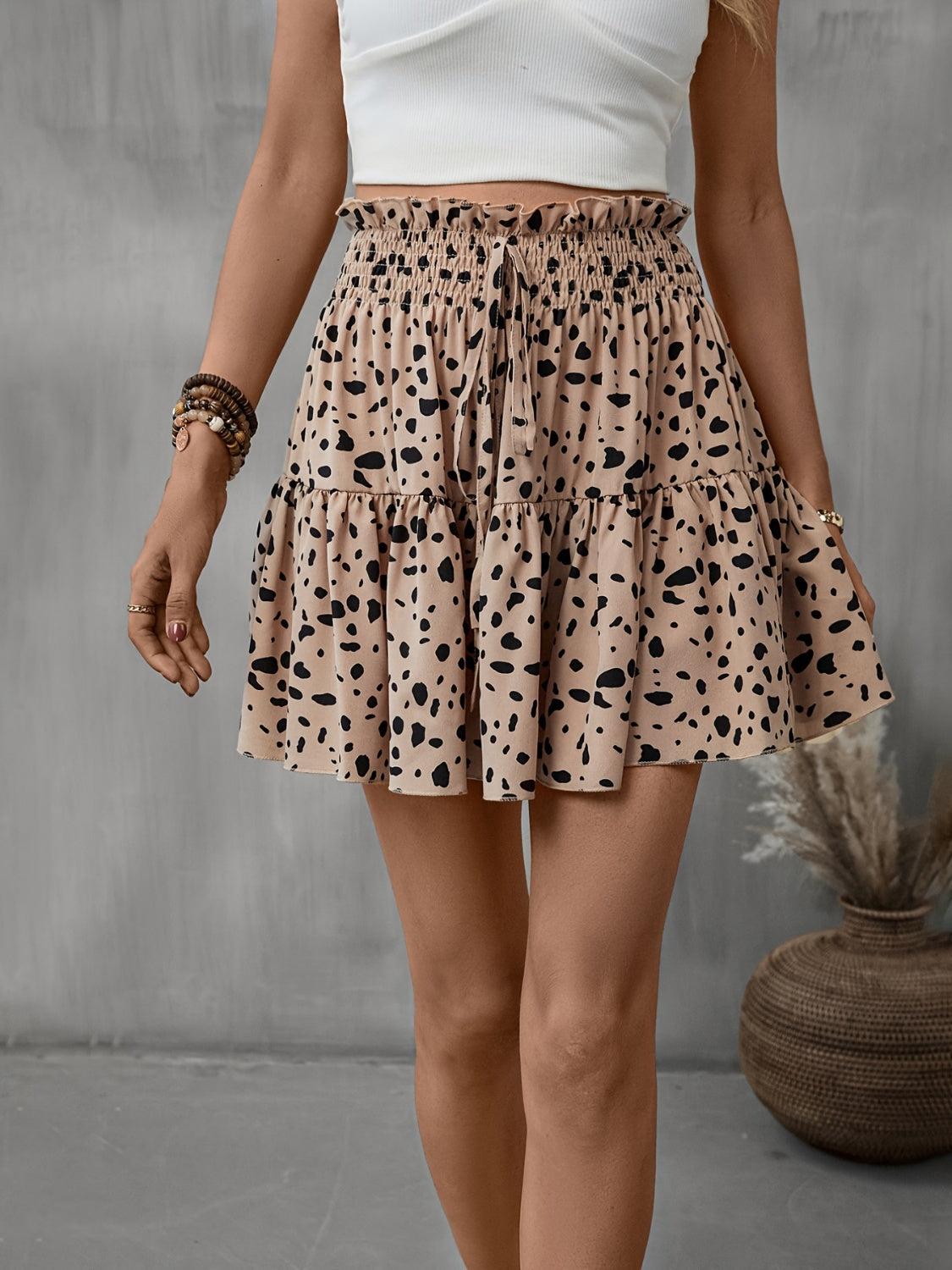 Frill Tied Printed Mini Skirt-Angel Casuals