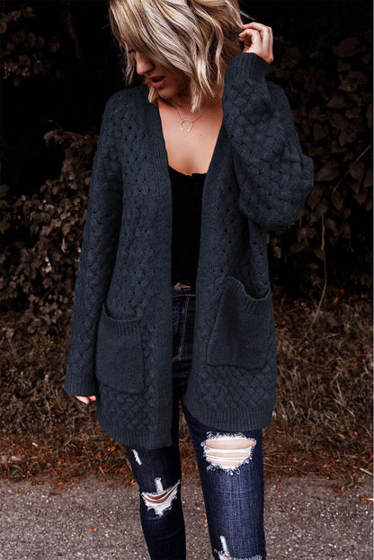 Open Front Dropped Shoulder Cardigan with Pockets-Angel Casuals