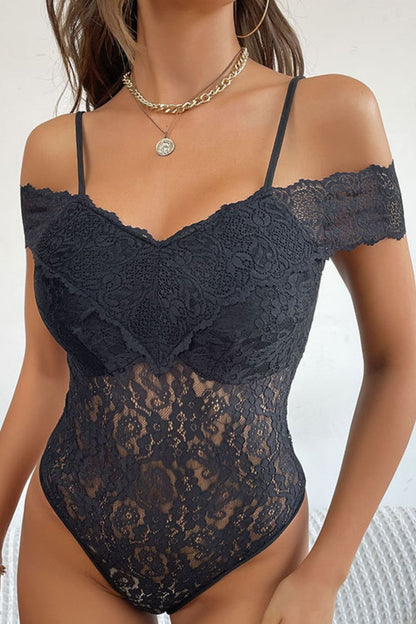 Lace Cold-Shoulder Bodysuit-Angel Casuals