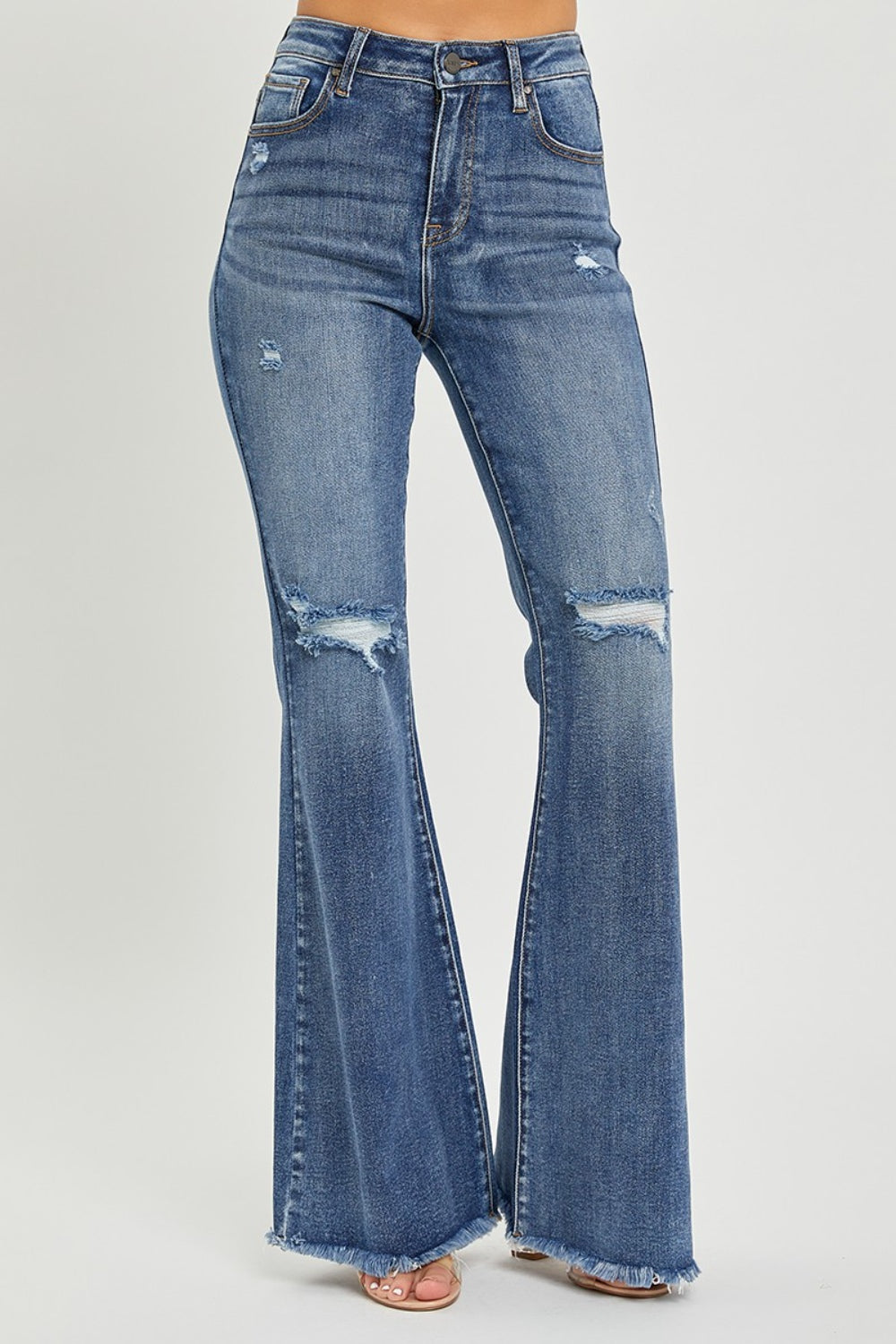 RISEN High Waist Distressed Fare Jeans-Angel Casuals