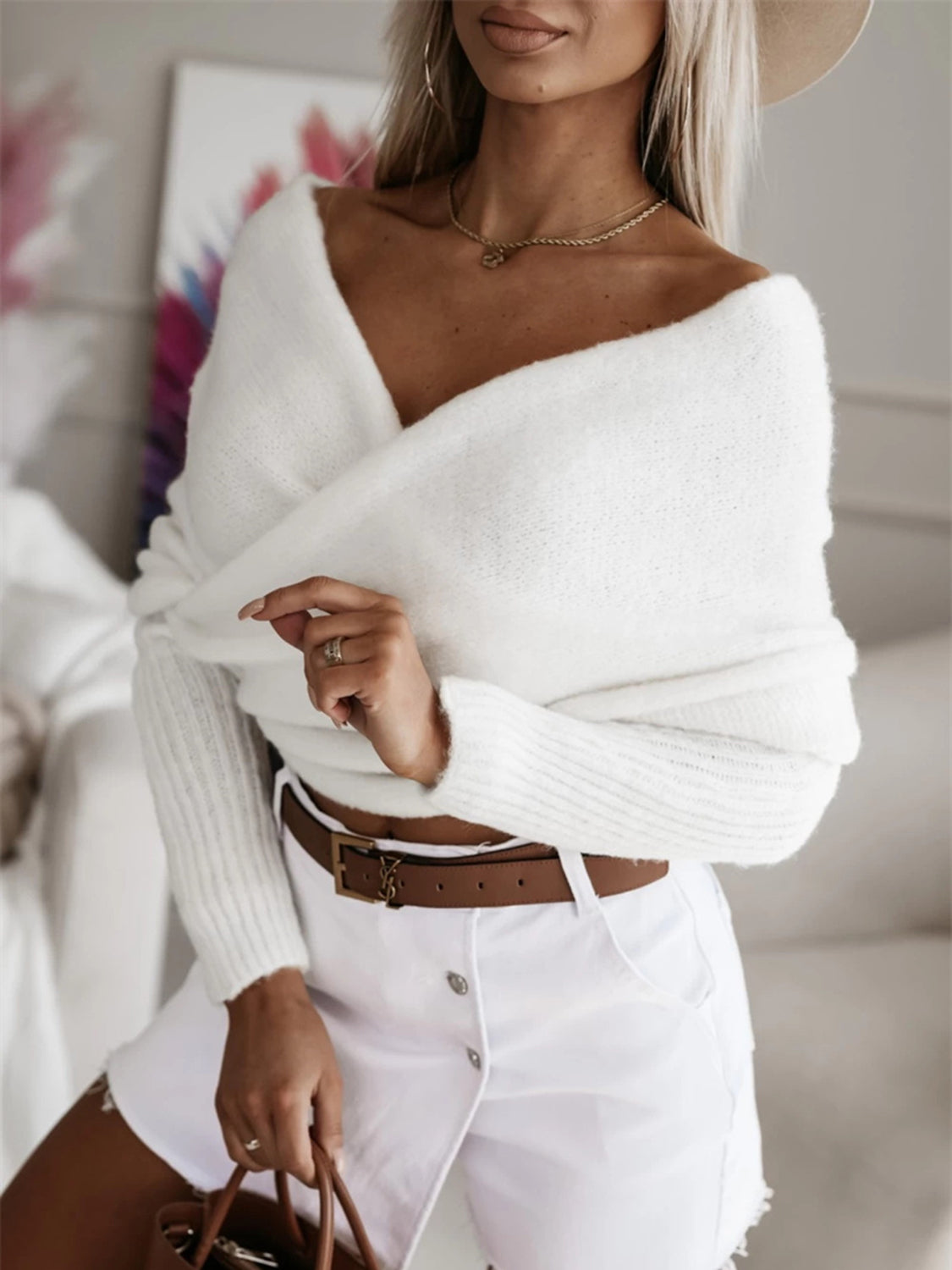 Long Sleeve Cropped Knit Top-Angel Casuals