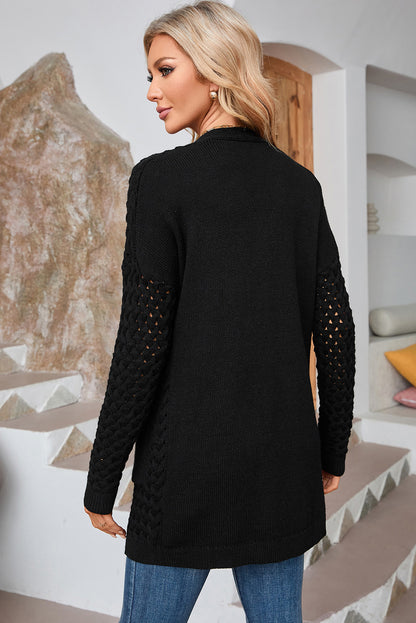 Open Front Dropped Shoulder Cardigan with Pockets-Angel Casuals