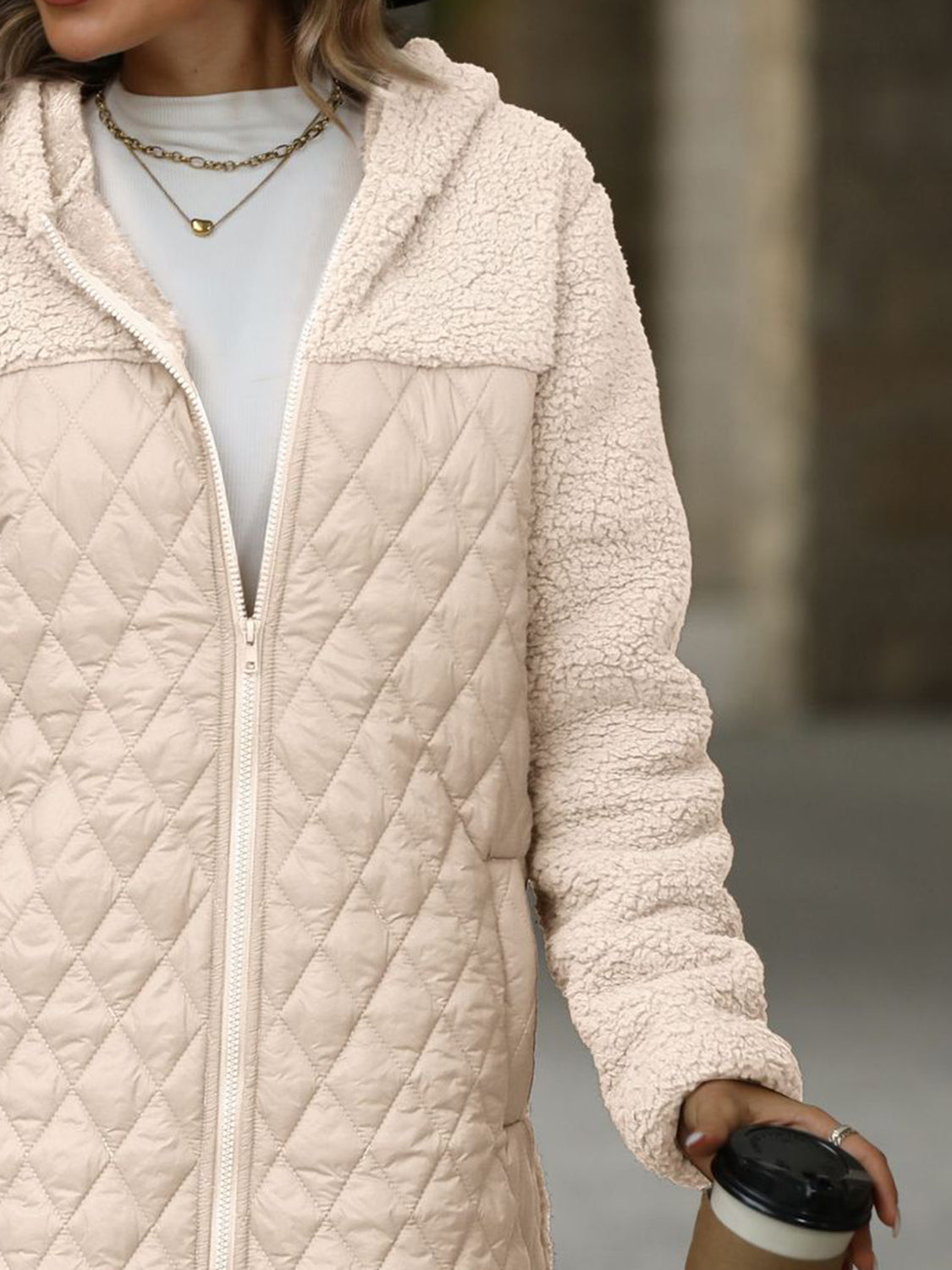 Texture Zip Up Long Sleeve Hooded Coat-Angel Casuals
