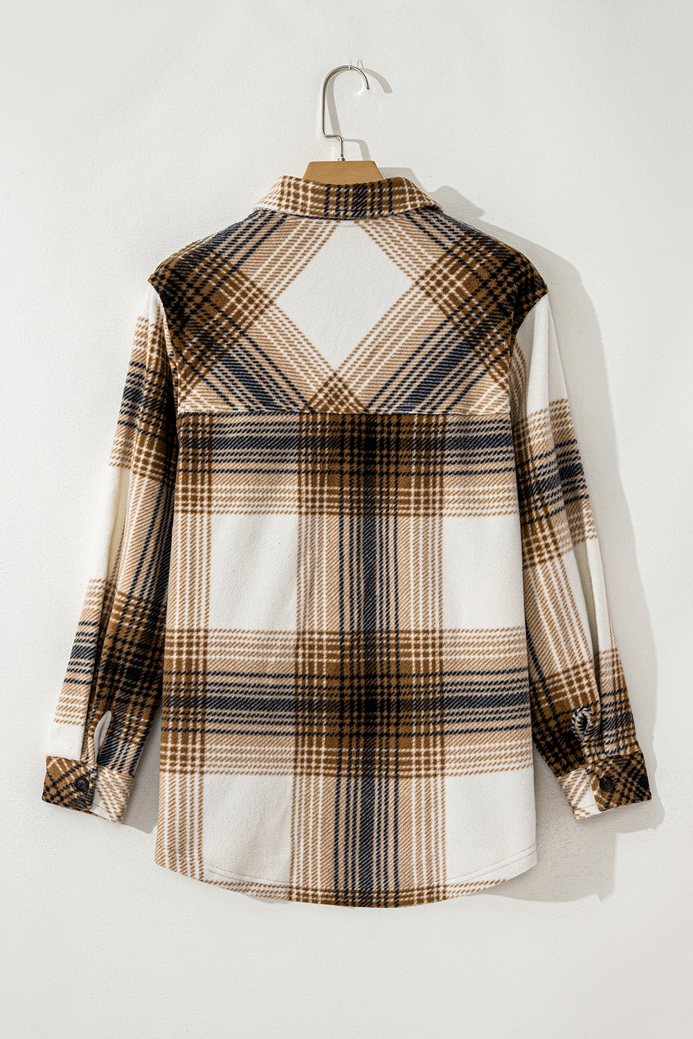 Plaid Button Up Long Sleeve Shacket-Angel Casuals