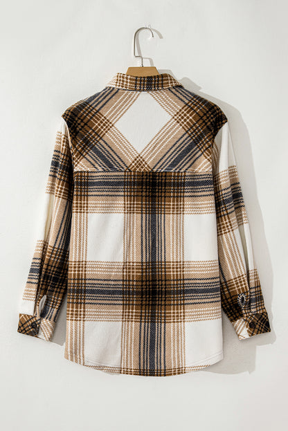 Plaid Button Up Long Sleeve Shacket-Angel Casuals