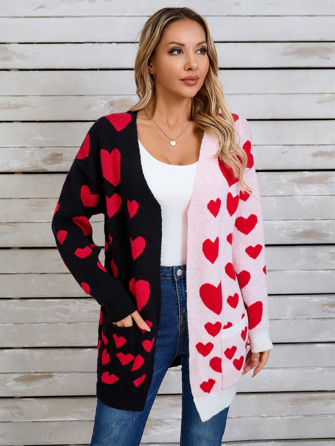 Angel Wings Heart Open Front Long Sleeve Cardigan-Angel Casuals